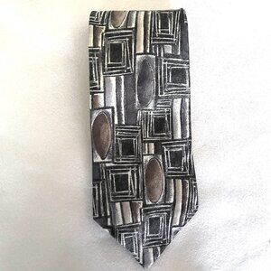 VTG Erreuno Milano Men's Tie Circa 1980's Silk Retro Geometric 4" X 58 1/2" EUC